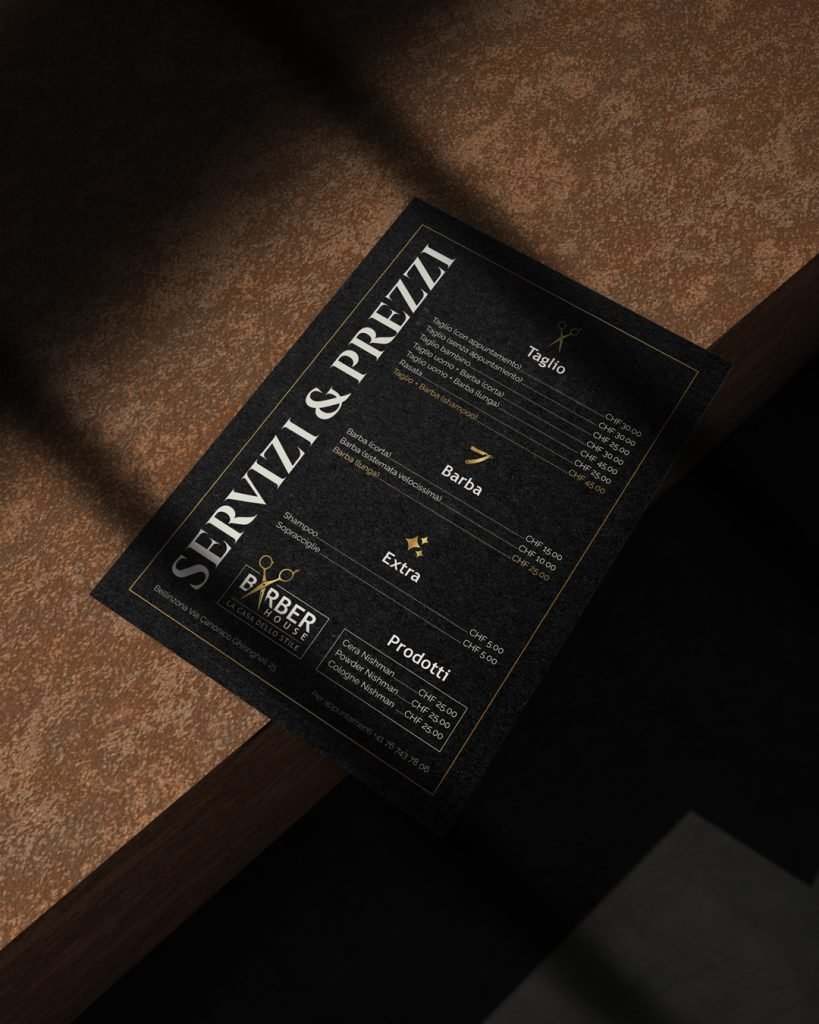 Barberhouse price list design