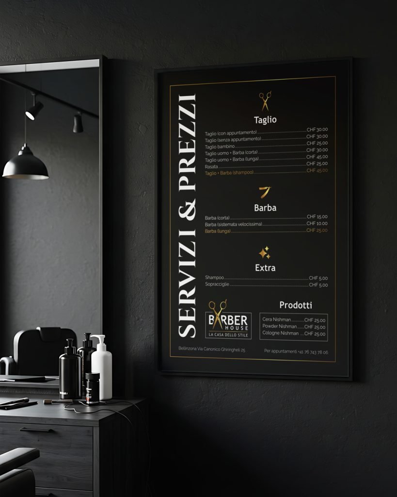 Barberhouse price list design