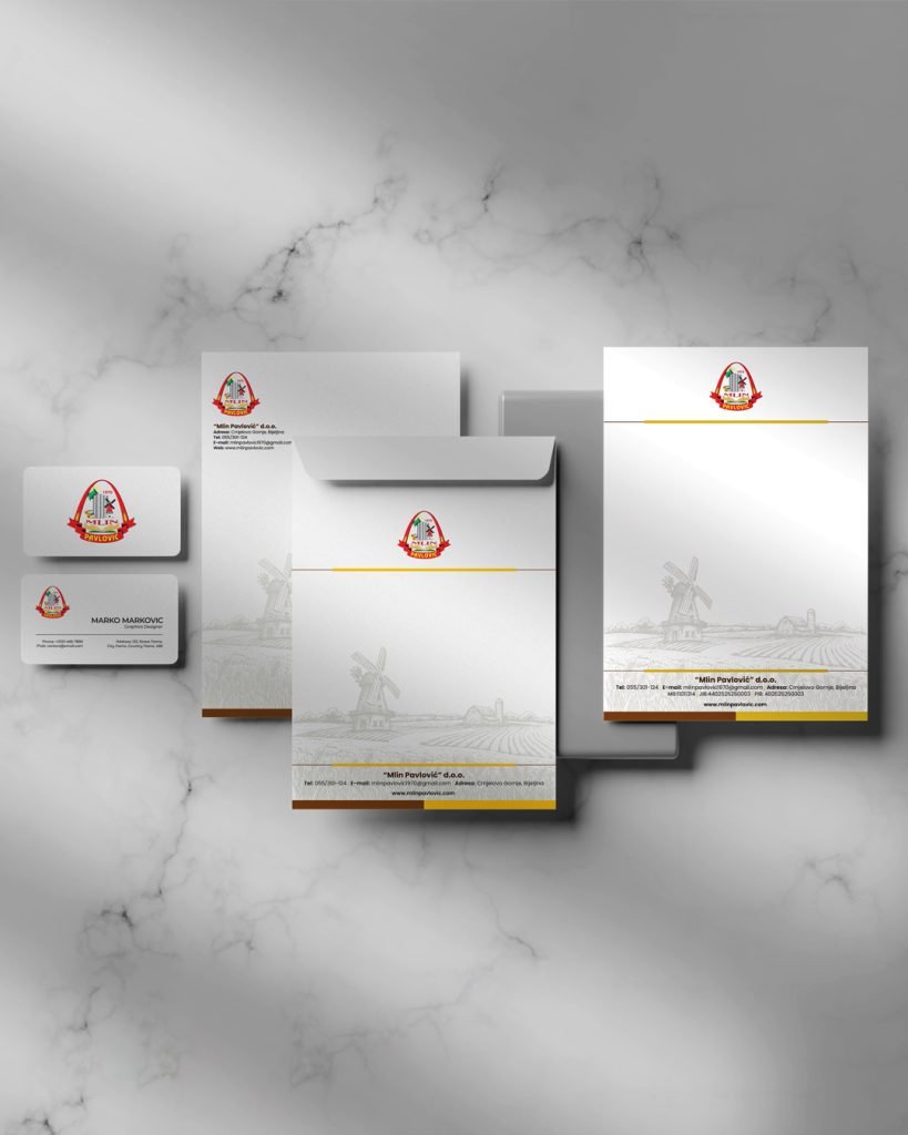 Mlin Pavlović corporate stationery