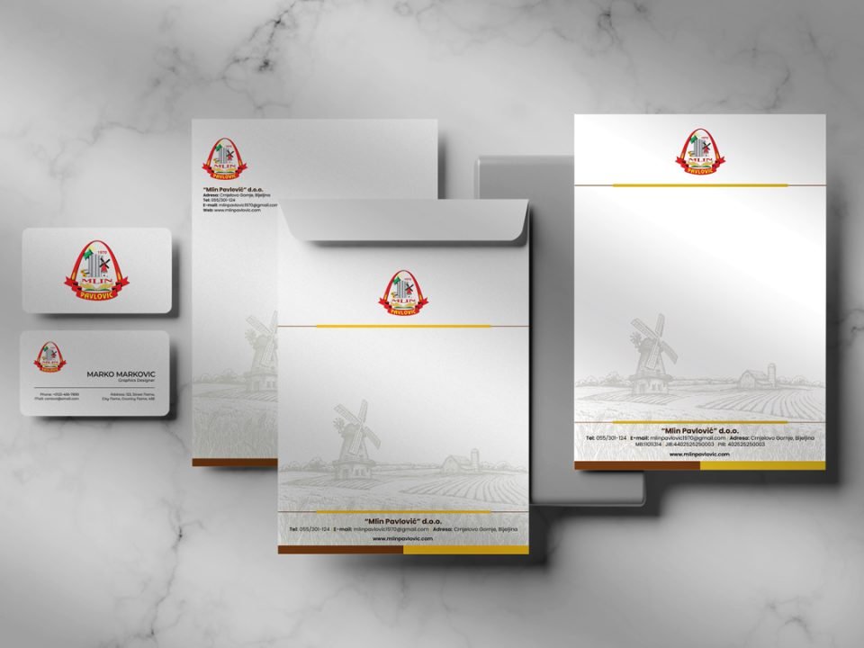 Mlin Pavlović corporate stationery
