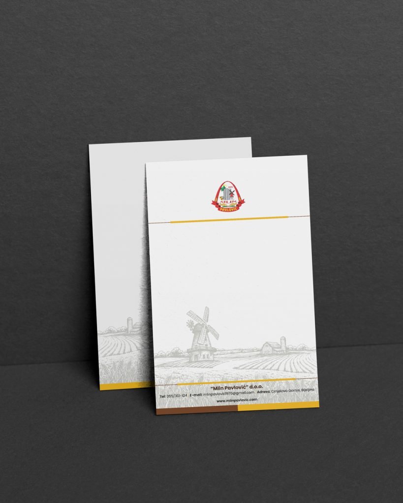 Mlin Pavlović letterhead and envelope
