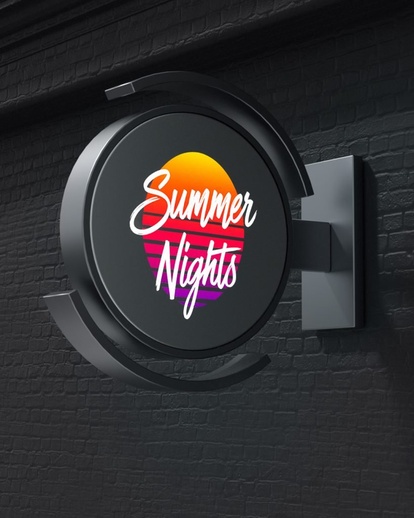 Summer Nights logo on a round exterior sign