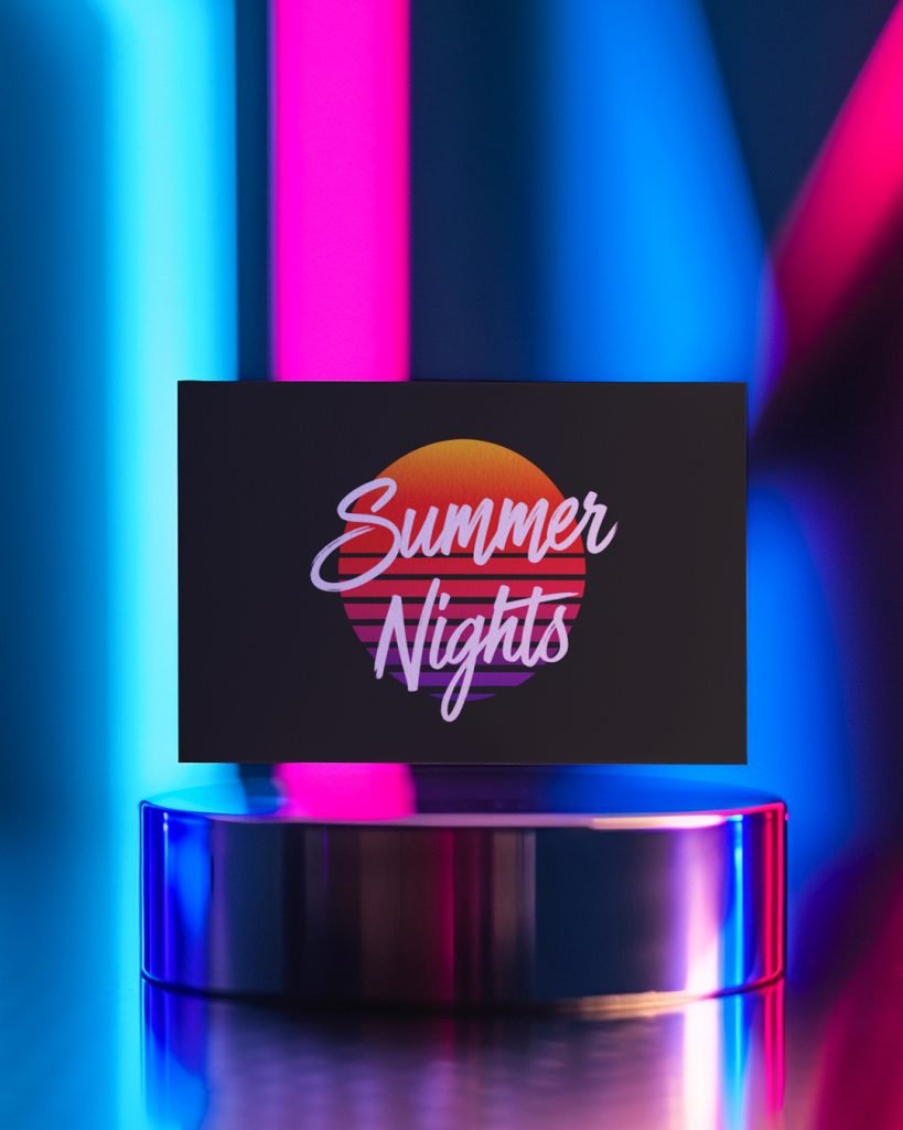 Summer Nights logo on a display card